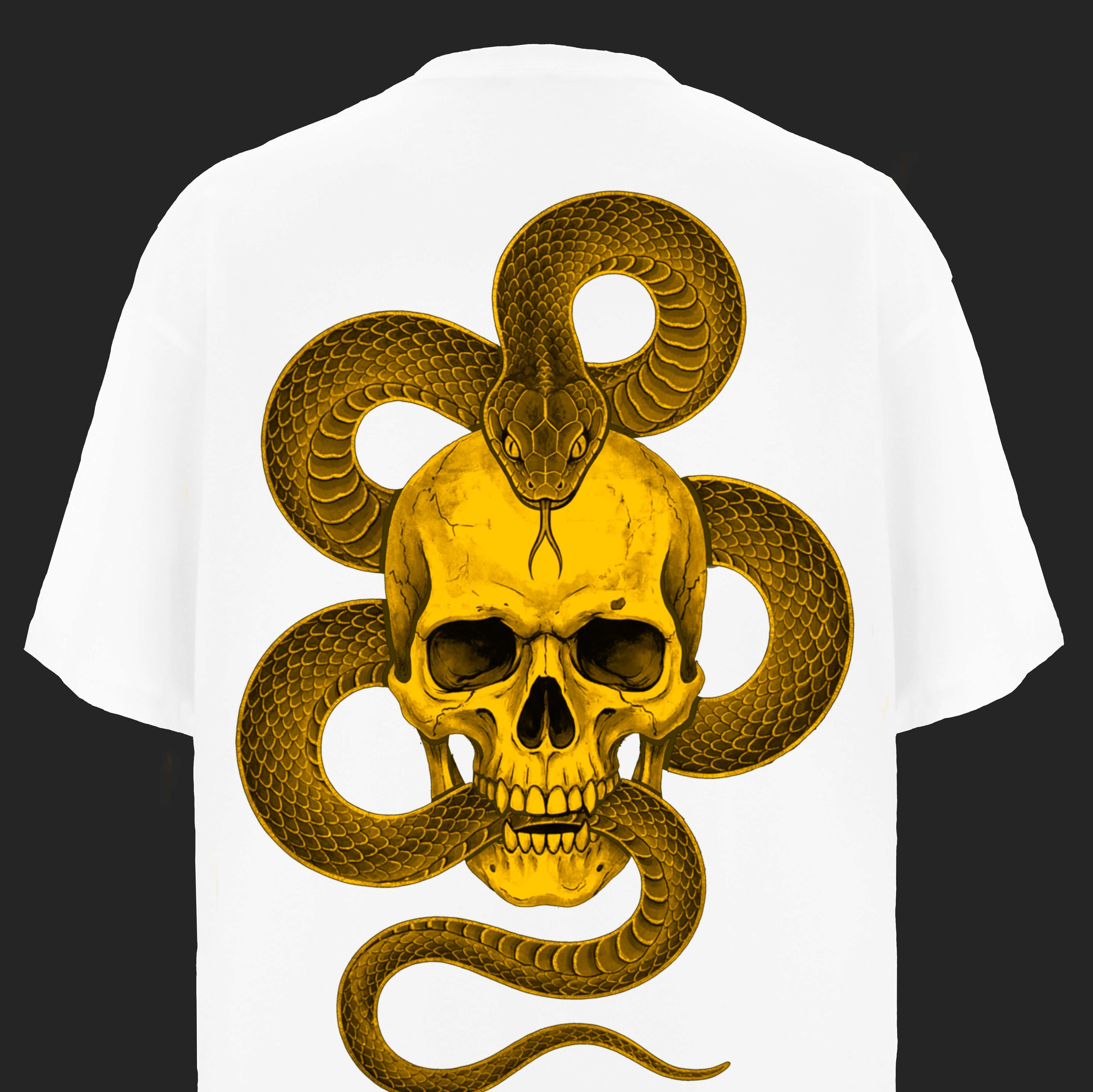 Тениска плюшен щампа череп змия премиум голд еко памук промоция Skull Snake Premium Gold Plushen