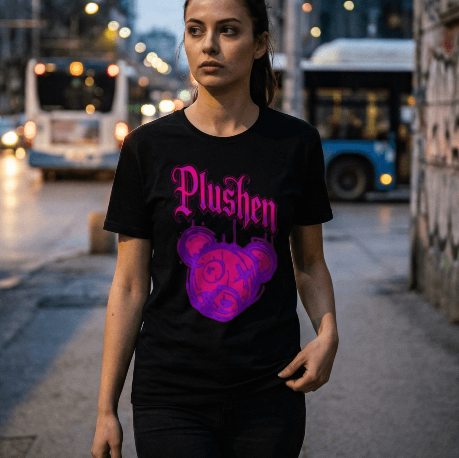 Бяла Унисекс Премиум Тениски Plushen 100% Еко Памук Сито Печат White Unisex Premium T-Shirt Plushen 100% Eco Cotton Screen Print