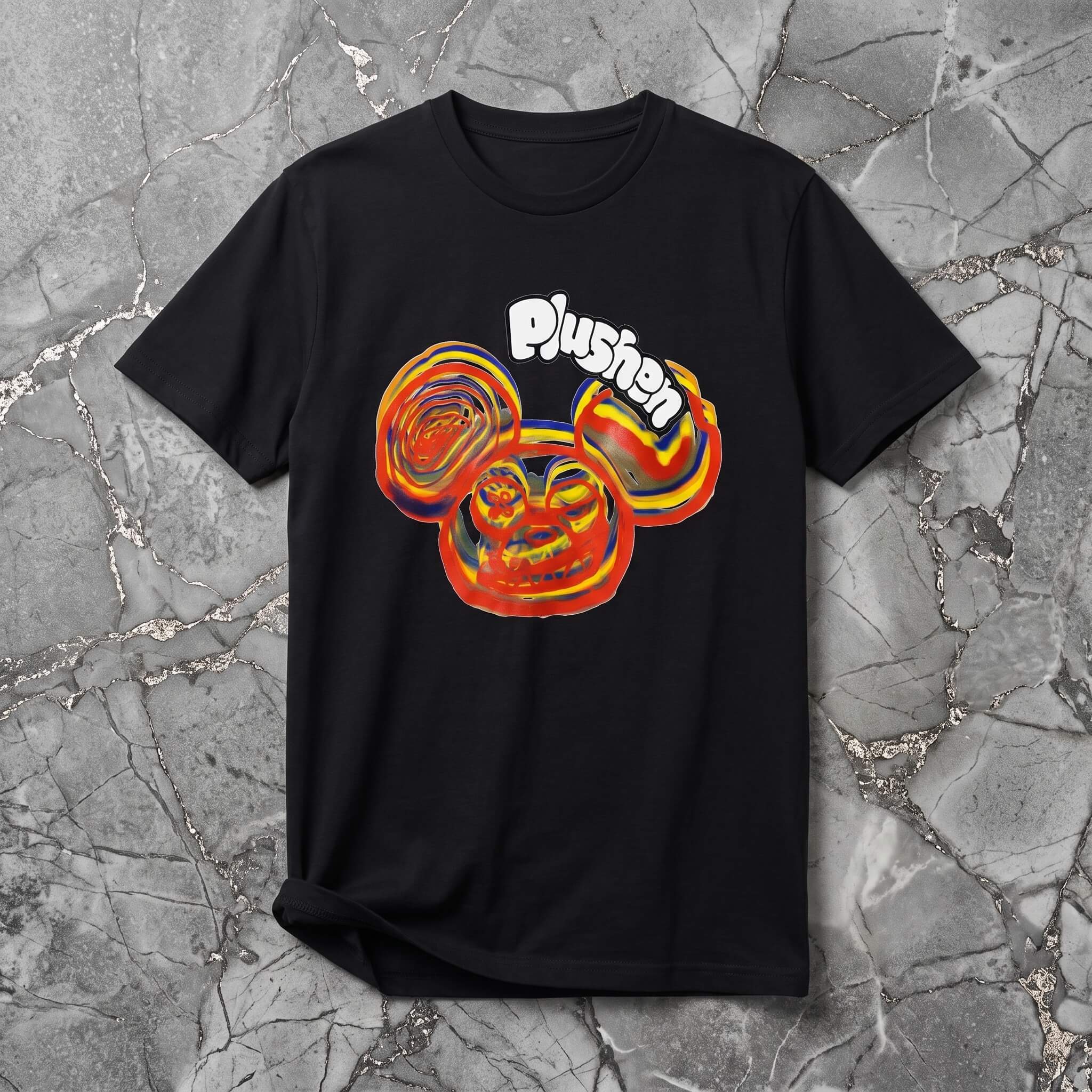 Черна Унисекс Премиум Тениски Plushen 100% Еко Памук Сито Печат White Unisex Premium T-Shirt Plushen 100% Eco Cotton Screen Print