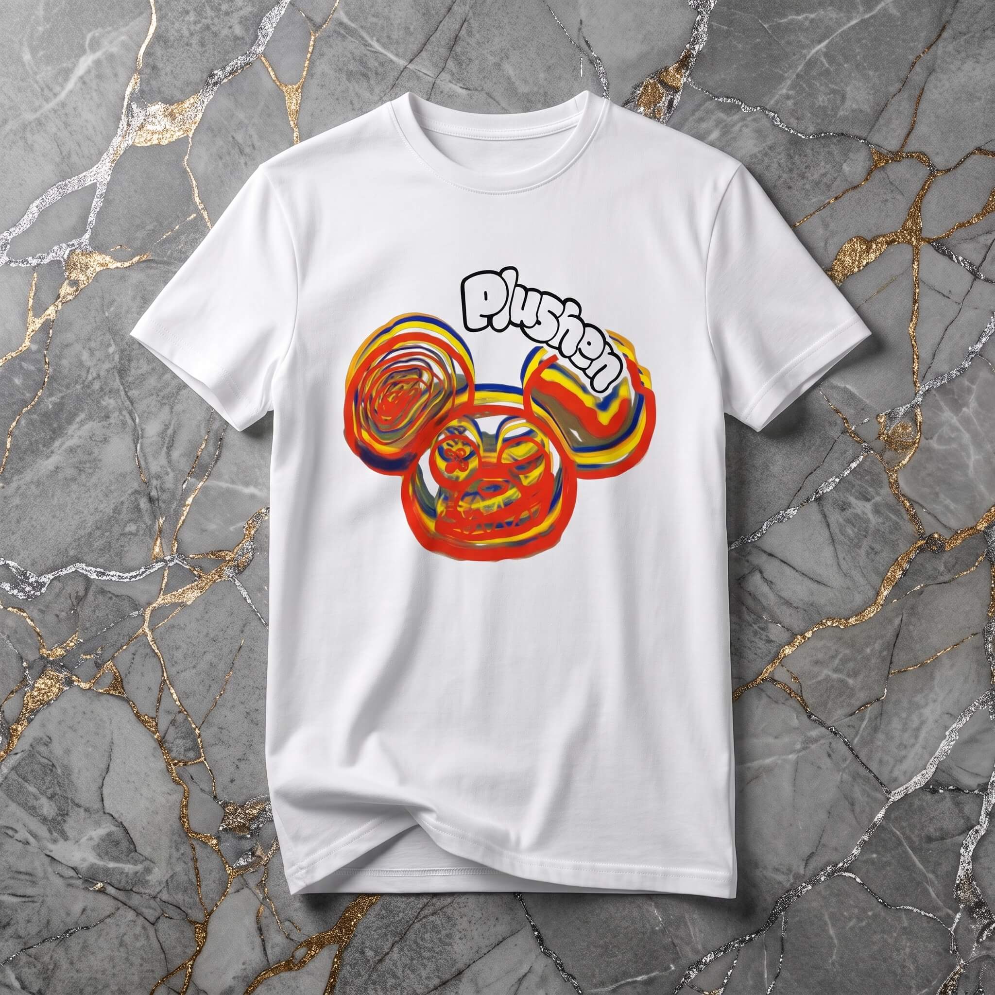 Бяла Унисекс Премиум Тениски Plushen 100% Еко Памук Сито Печат White Unisex Premium T-Shirt Plushen 100% Eco Cotton Screen Print