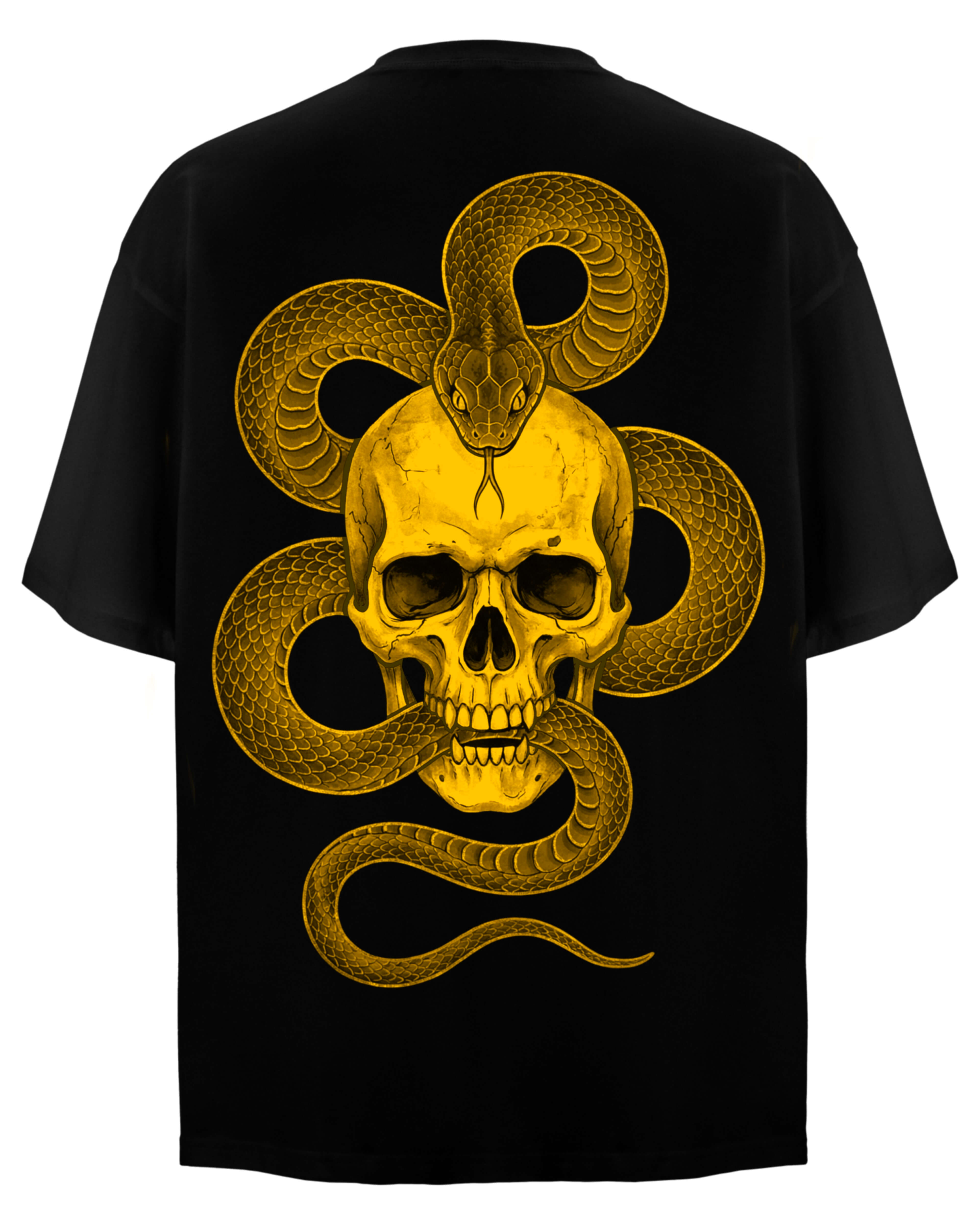 Тениска плюшен щампа сито печат череп змия премиум голд еко памук промоция Skull Snake Premium Gold Plushen