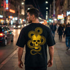 Тениска плюшен щампа сито печат череп змия премиум голд еко памук промоция Skull Snake Premium Gold Plushen