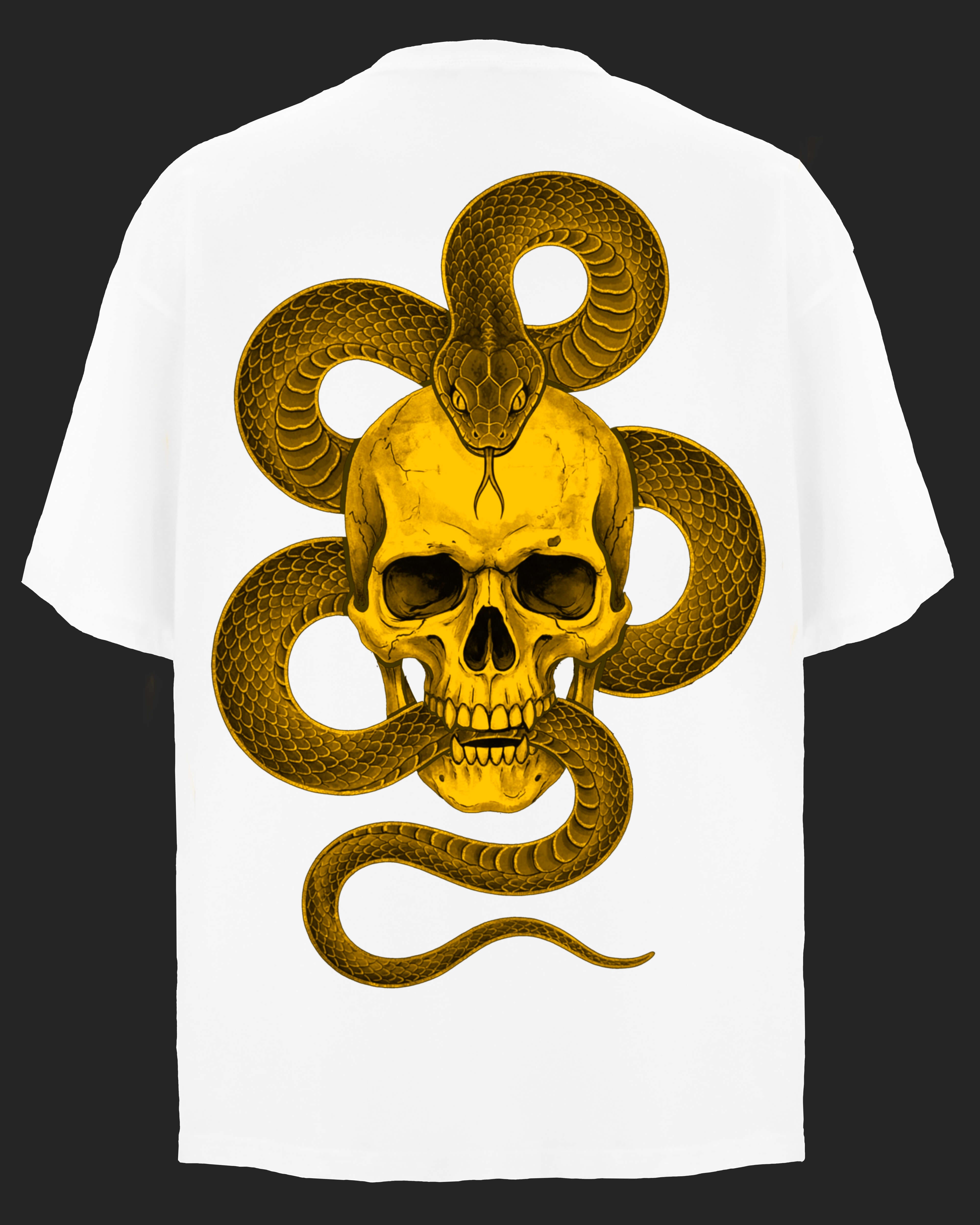 Тениска плюшен щампа череп змия премиум голд еко памук промоция Skull Snake Premium Gold Plushen