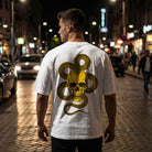 Бяла Тениска плюшен щампа сито печат череп змия премиум голд еко памук промоция Skull Snake Premium Gold Plushen