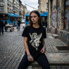 Черна Унисекс Премиум Тениска Plushen 100% Еко Памук Сито Печат Ангел Любов Black Unisex Premium T-Shirt Plushen 100% Eco Cotton Screen Print Angel