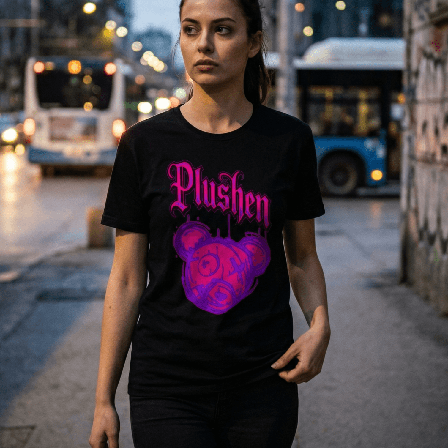 Бяла Унисекс Премиум Тениски Plushen 100% Еко Памук Сито Печат White Unisex Premium T-Shirt Plushen 100% Eco Cotton Screen Print