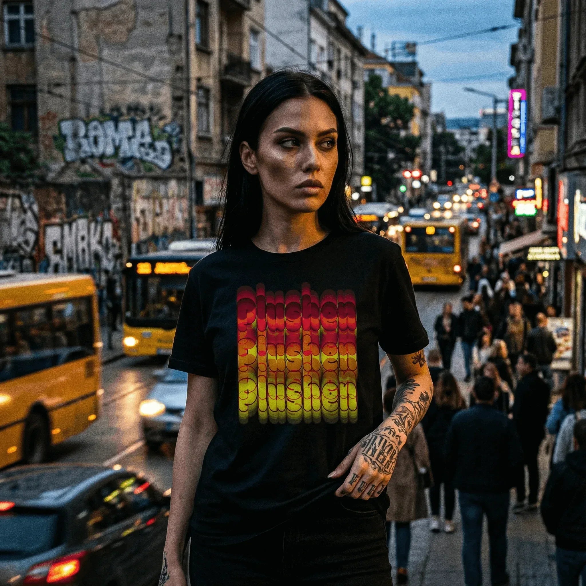 Черна Премиум Унисекс Тениска Plushen Оригинал 100% Еко Памук - Колекция 2026 
Black Premium Unisex T-Shirt Plushen Original 100% Eco Cotton - Collection 2026